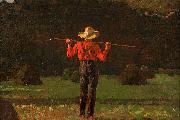 Winslow Homer Farmer with a Pitchfork, oil on board painting by Winslow Homer oil painting artist